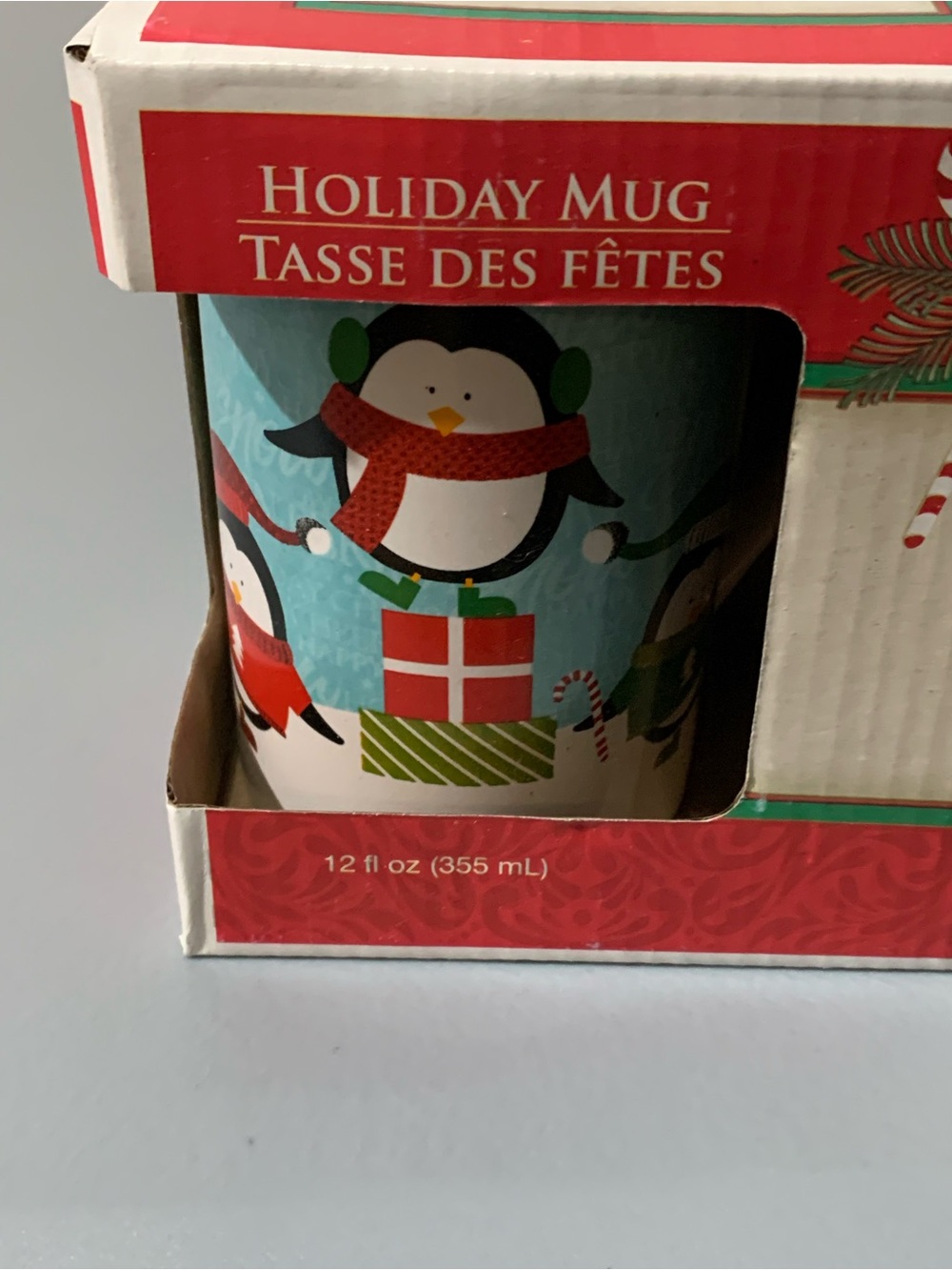 Festive Penguin Holiday Mug - Light Blue